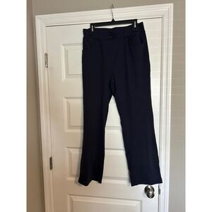 Moteepi Womens XL Navy Blue High Waisted Straight Leg Stretch Work Pants Pockets